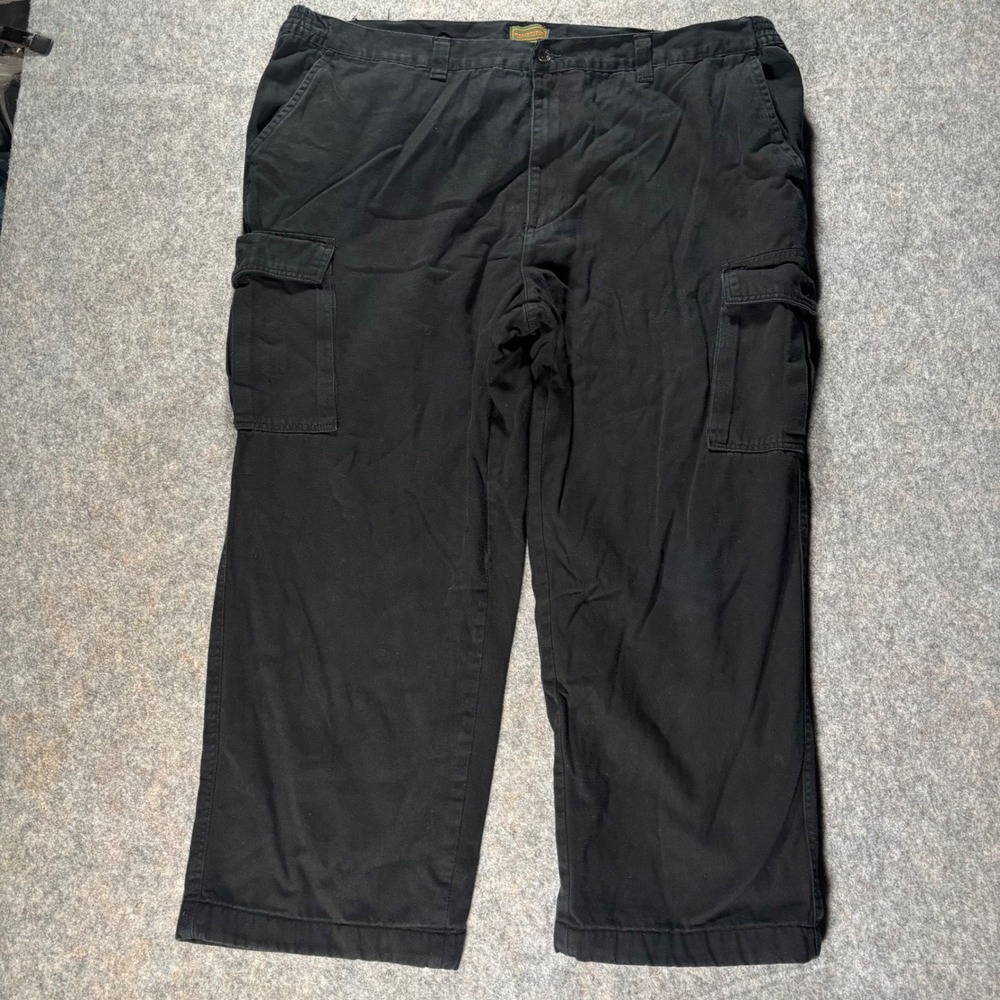 Mens Flannel Lined Cargo Pants Big Tall XXL Black Cotton 2XLT‎ 44" Elastic Waist